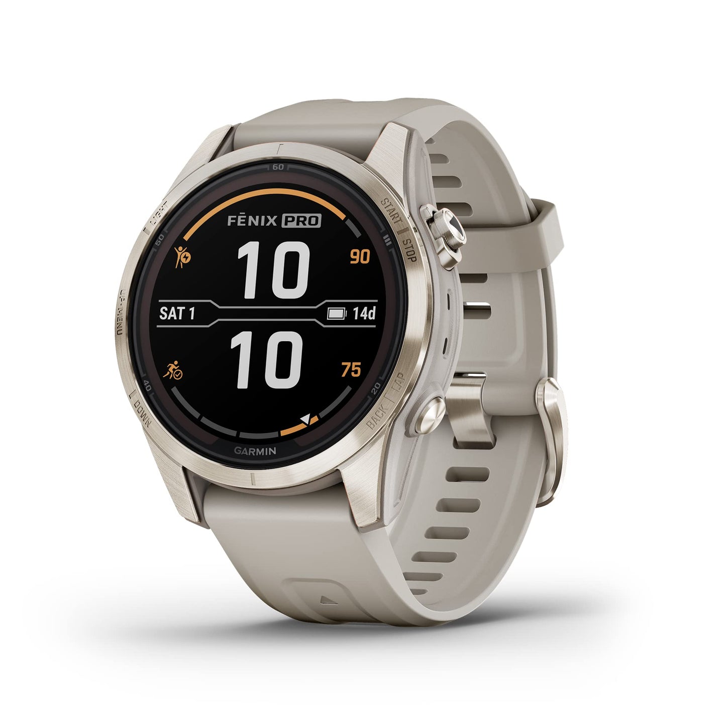 Garmin fēnix 7S Pro Sapphire Solar, Multisport GPS Smartwatch, Built-in Flashlight, Solar Charging Capability, Sand