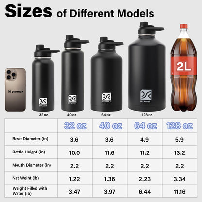 DYSANKY Insulated Water Bottle | Thickened Stainless Steel Vacuum Metal Thermos | Portable Sports Half Gallon Large Water Jug for Gym and Hiking with Straw, Carrier Bag, Handle Strap | BPA-Free 64 oz