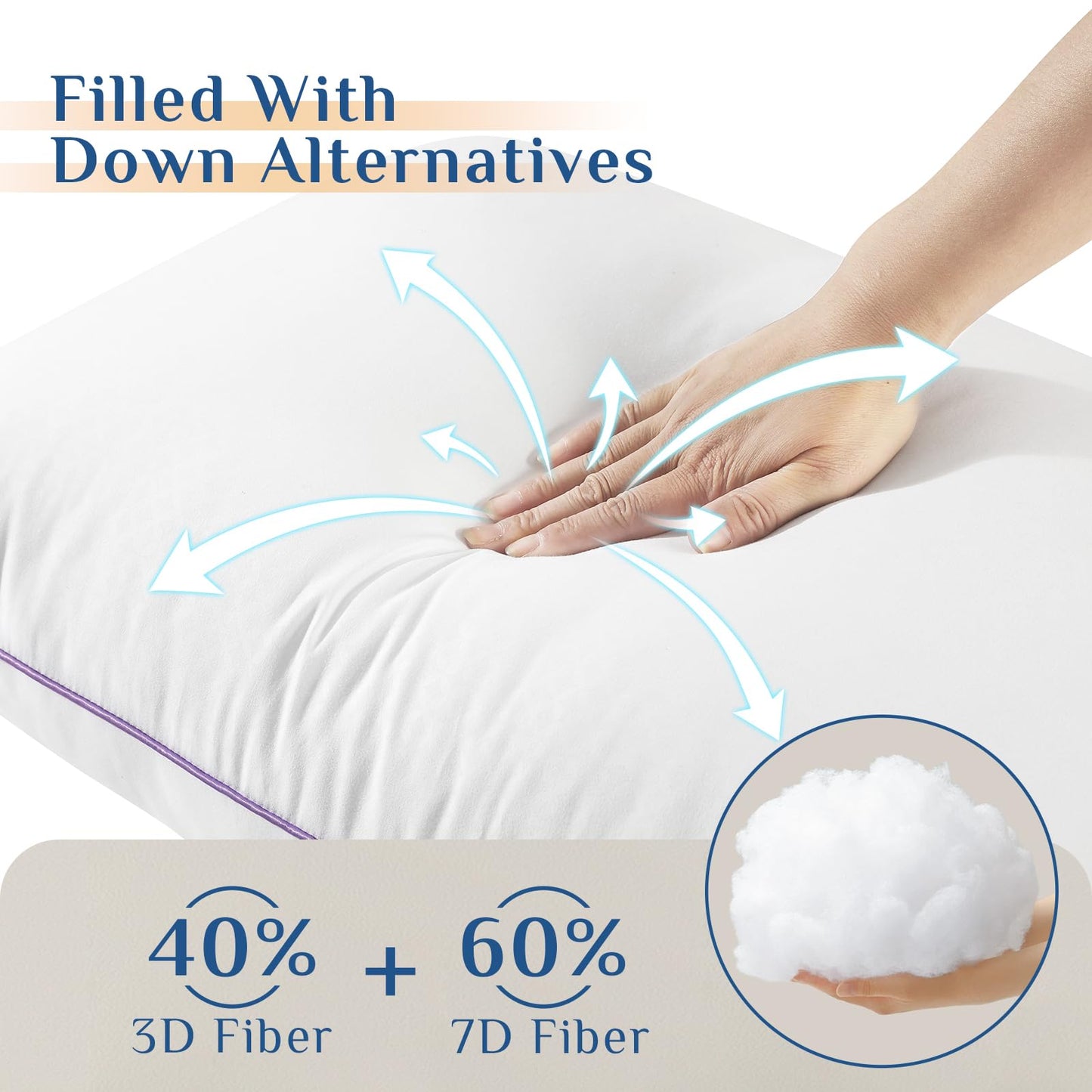 JOLLYVOGUE Pillows Queen Size Set of 2, Medium Supportive Bed Pillows with Super Soft Down Alternative Fill, Luxury Fluffy Hotel Quality for Side, Back, and Stomach Sleepers