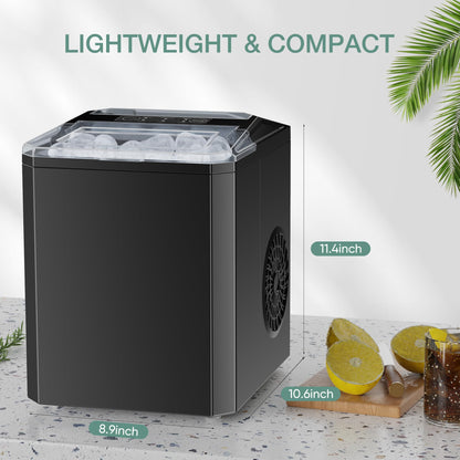 SMUG Countertop Ice Maker,9 Cubes in 6 Mins,26lbs in 24Hrs,2 Sizes of Bullet Ice,Auto-Cleaning,Portable Ice Machine with Handle,Basket and Scoop for Home Kitchen,Party and Camping(Elegant Black)