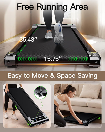 Walking Pad with Incline, Akluer Incline Walking Pad Treadmill for Home, 2.5 HP Under Desk Treadmill Small with Remote Control, Walking Pad Small Treadmill with LED Display