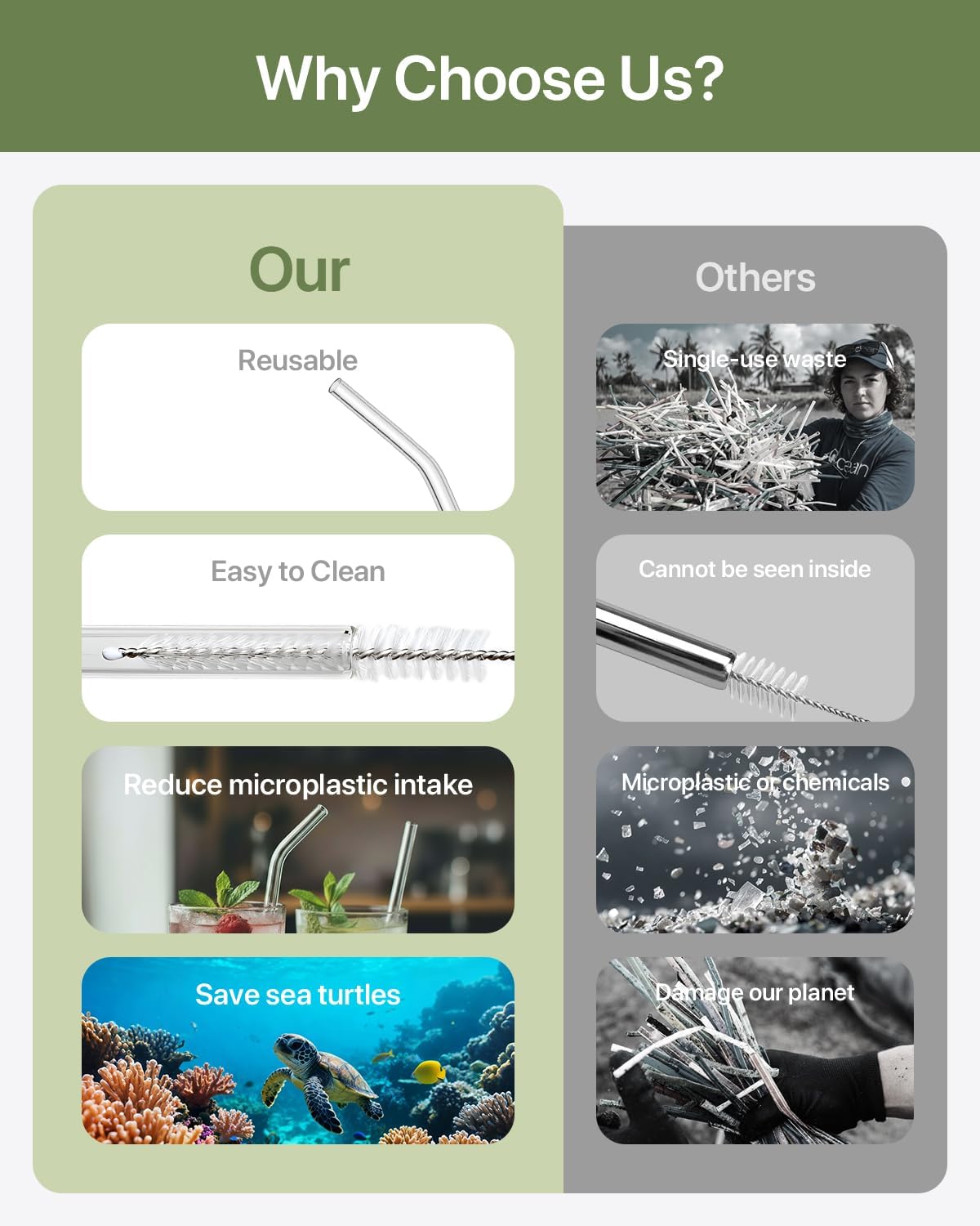 18-Pack Glass Straws, Reusable Clear Glass Drinking Straws Set, 8.5 Inch x 10mm - Includes 8 Straight and 6 Bent with 4 Straw Cleaner Brush, Perfect for Smoothies, Milkshakes, Juice, Tea