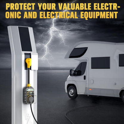 GEARGO RV Surge Protectors 30 Amp, [2025 New Upgraded & Gen2] RV Circuit Analyzer, Full Protection(8000 Joules), RV Adapter Plug for Camper (Yellow)