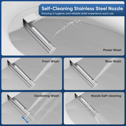 BATHKITY Electric Bidet Toilet Seat with Instant Warm Bidet Wash & Warm Air Dryer, Self-Cleaning Stainless Steel Nozzle, Soft Close Lid, Elongated