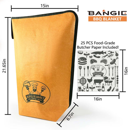 Stocking Stuffers BBQ Blanket for Resting Meat, 21" Insulated Brisket Bag Keeps Meat Warm | Gifts for Men & Birthday Gift for Dad | Leak-Proof Easy-Clean Smoker Bag (Kraft Brown)