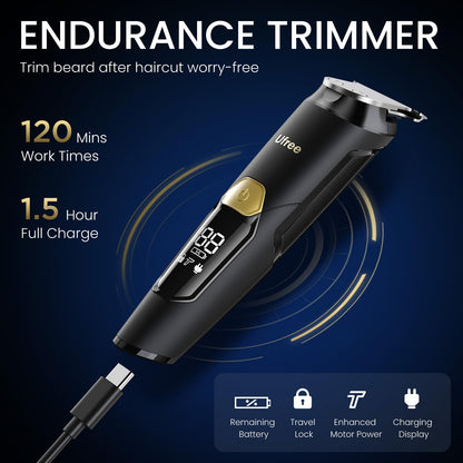 Ufree 3-in-1 Beard Trimmer Kit, Men's Electric Shaver Razor for Mustache Body Nose Facial Hair, Professional Hair Trimmer, Rechargeable Clippers, Waterproof Beard Grooming, Birthday Gifts for Men