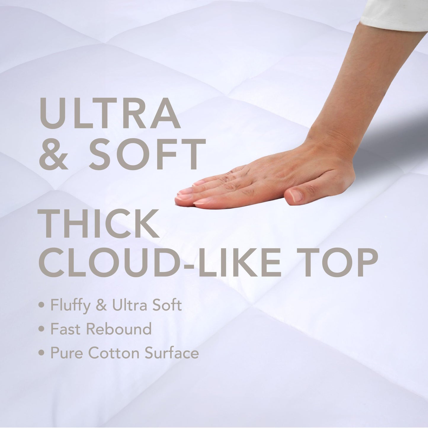 Epitex Cloud Top Twin Size 3 Inch Mattress Topper – Extra Thick and Fluffy Pillow Top for Twin Bed, Breathable, Cooling and Supportive with 8-16'' Deep Pocket Design, Skid-Proof Bottom, White