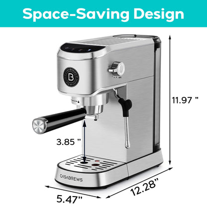 CASABREWS CM5418J Espresso Machine 20 Bar, Professional Espresso Maker with Milk Frother Steam Wand, Stainless Steel Cappuccino Latte Machine with 34oz Removable Water Tank and Touchscreen, Silver