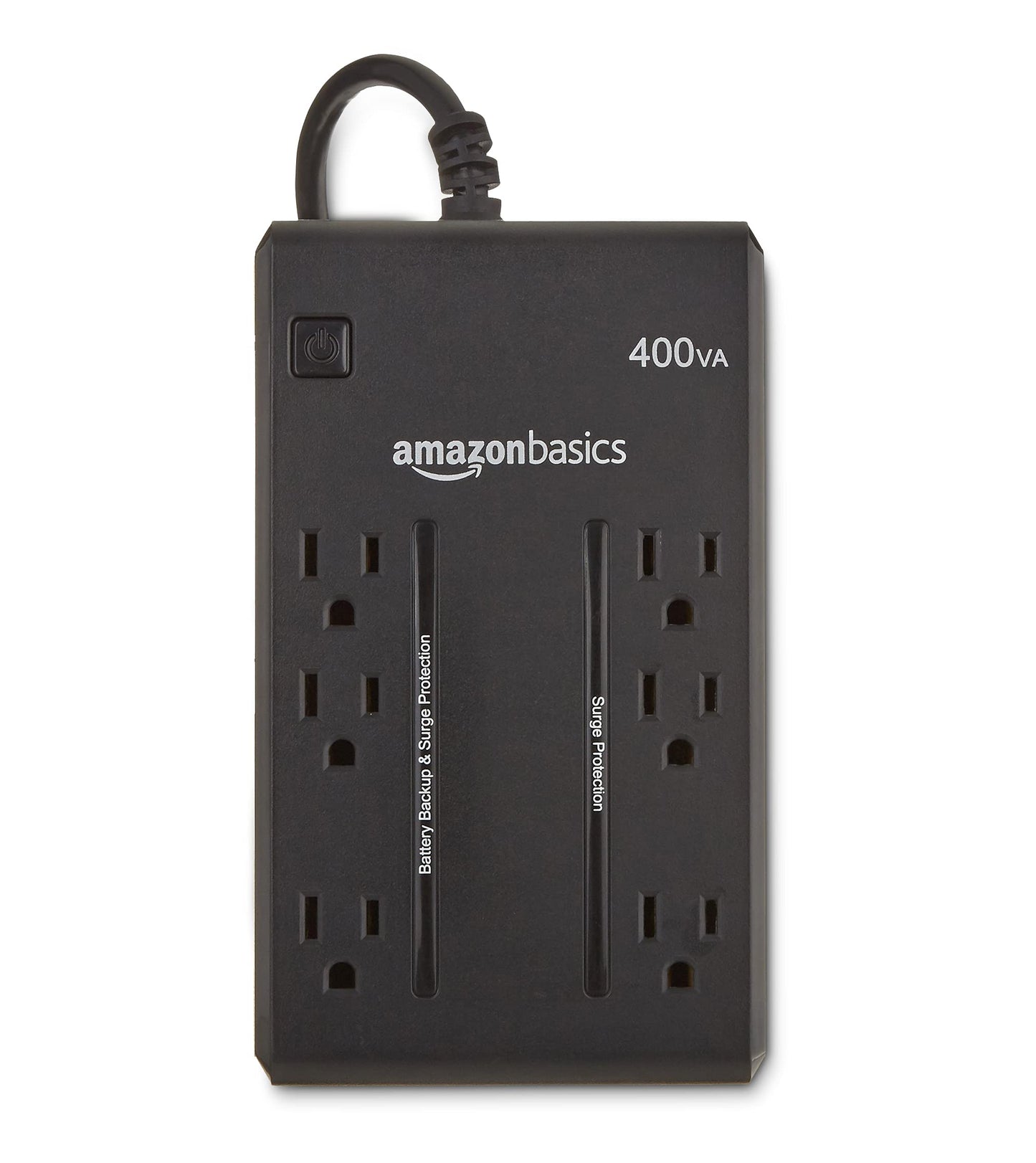 Amazon Basics UPS Battery Backup & Surge Protector, 400VA/255W, 6 Outlets, Uninterruptible Power Supply, Small Compact Size, Black