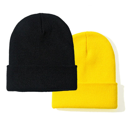 PFFY 2 Packs Unisex Beanie Hats for Men Women Knit Winter Beanies Black+Yellow
