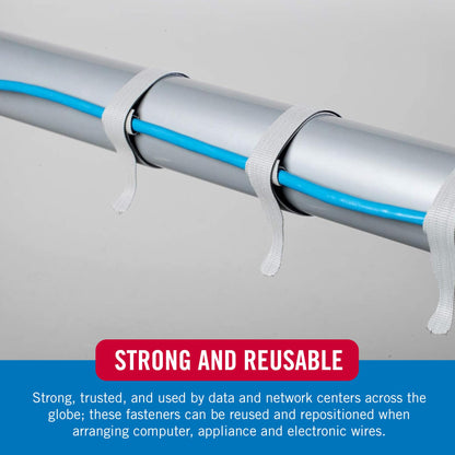 VELCRO Brand 150pk Cable Ties Value Pack | Replace Zip Ties with Reusable Straps, Reduce Waste | For Wire Management and Cord Organizer | 8 x 1/2" Thin Pre-Cut Design, Black and Gray