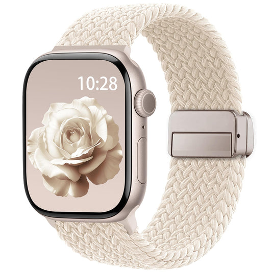 Braided Stretchy Band Compatible with Apple Watch Bands 38mm 40mm 41mm 42mm 44mm 45mm 46mm 49mm Women Men, Soft Nylon Solo Loop Magnetic Sport Strap for iWatch Series 10 9 8 7 6 5 4 3 2 1 SE Ultra