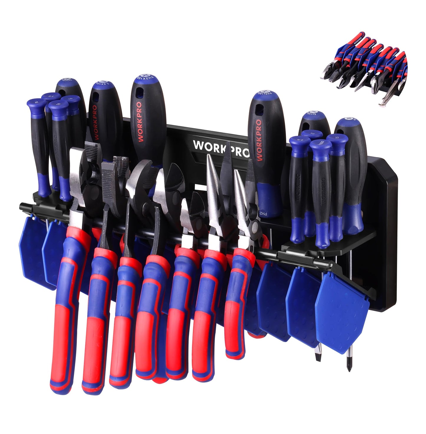 WORKPRO Plier Organizer Rack, 13.5" Foldable Tool Organizer, Wall Mount Screwdriver Organizers and Pliers Organizers, Tool Storage Rack for Screwdriver Holder and Pliers Holder (Tools not Included)