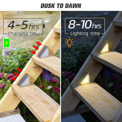 NIORSUN Solar Deck Step Lights,8 Pack Warm White Solar Step Lights for Outside Waterproof Auto On Off,Solar Lights for Steps,Stair,Patio,Yard,Porch,Front Door,Sidewalk,Deck Decor（Brown）