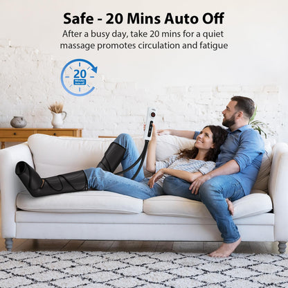 CINCOM Leg Massager for Circulation and Pain Relief, Air Compression Foot and Calf Massager Helpful for Relaxation, Swelling and Edema Gifts for Mom and Dad (with 2 Extensions) - FSA HSA Eligible
