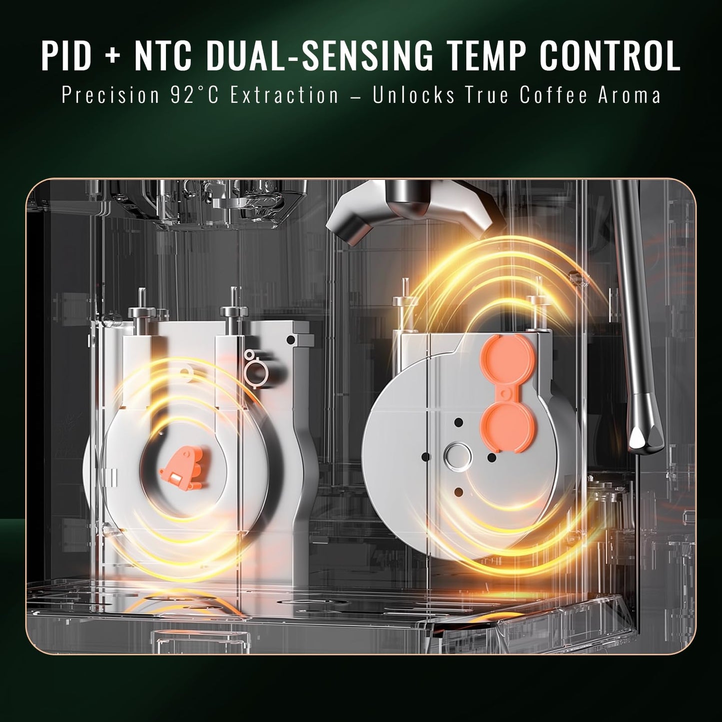 TENKER Espresso Machine with Grinder, 20 Bar Coffee Machine with Milk Frother for Home, All-in-One Stainless Steel Coffee Maker to Make Latte, Cappuccino, Hot or Cold Brew Iced Coffee