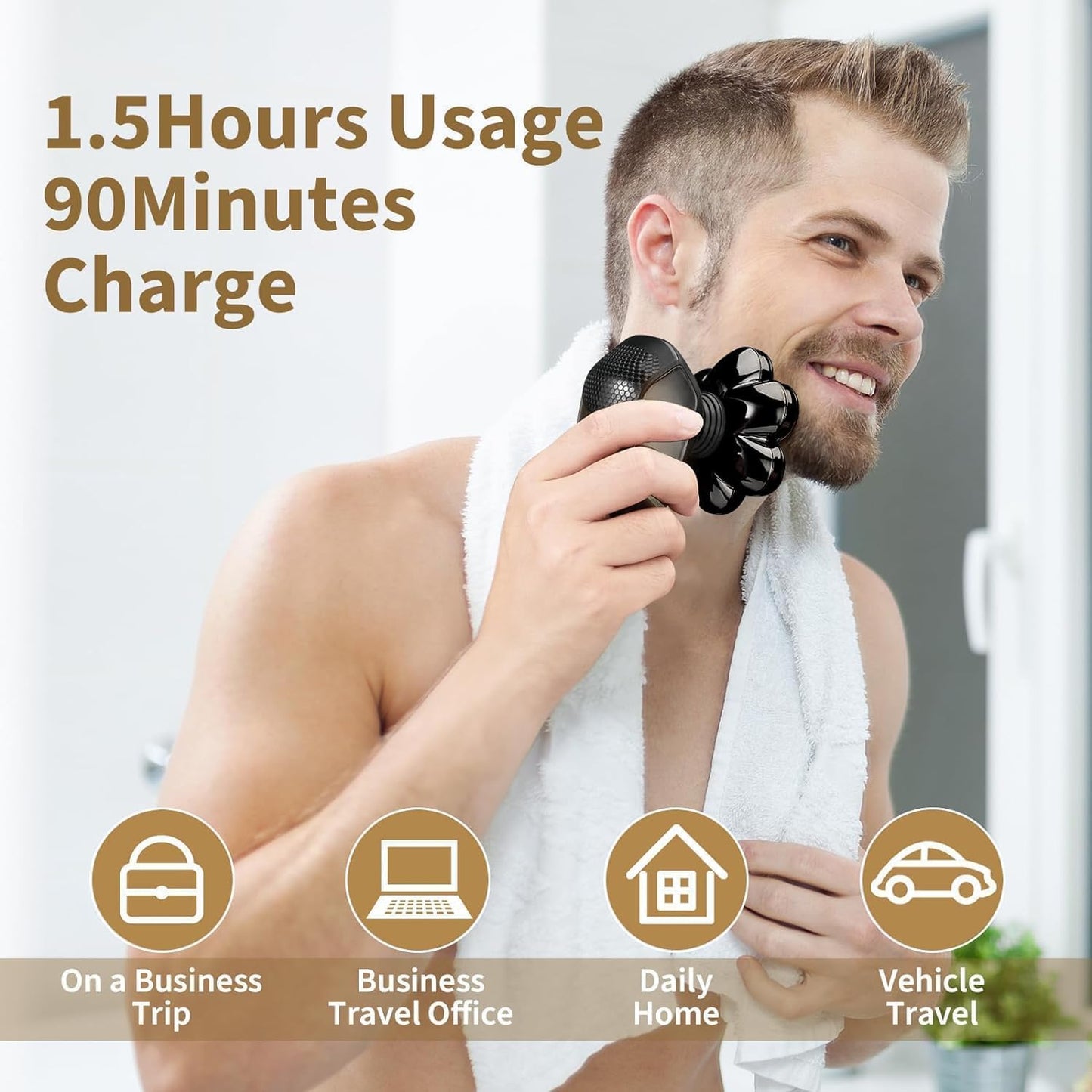 SHPAVVER Head Shavers for Bald Men: 5-in-1 Electric Razor - IPX7 Waterproof Shaving Grooming Kit for Balder - Turbo Speed & Precision Blades (Gold)