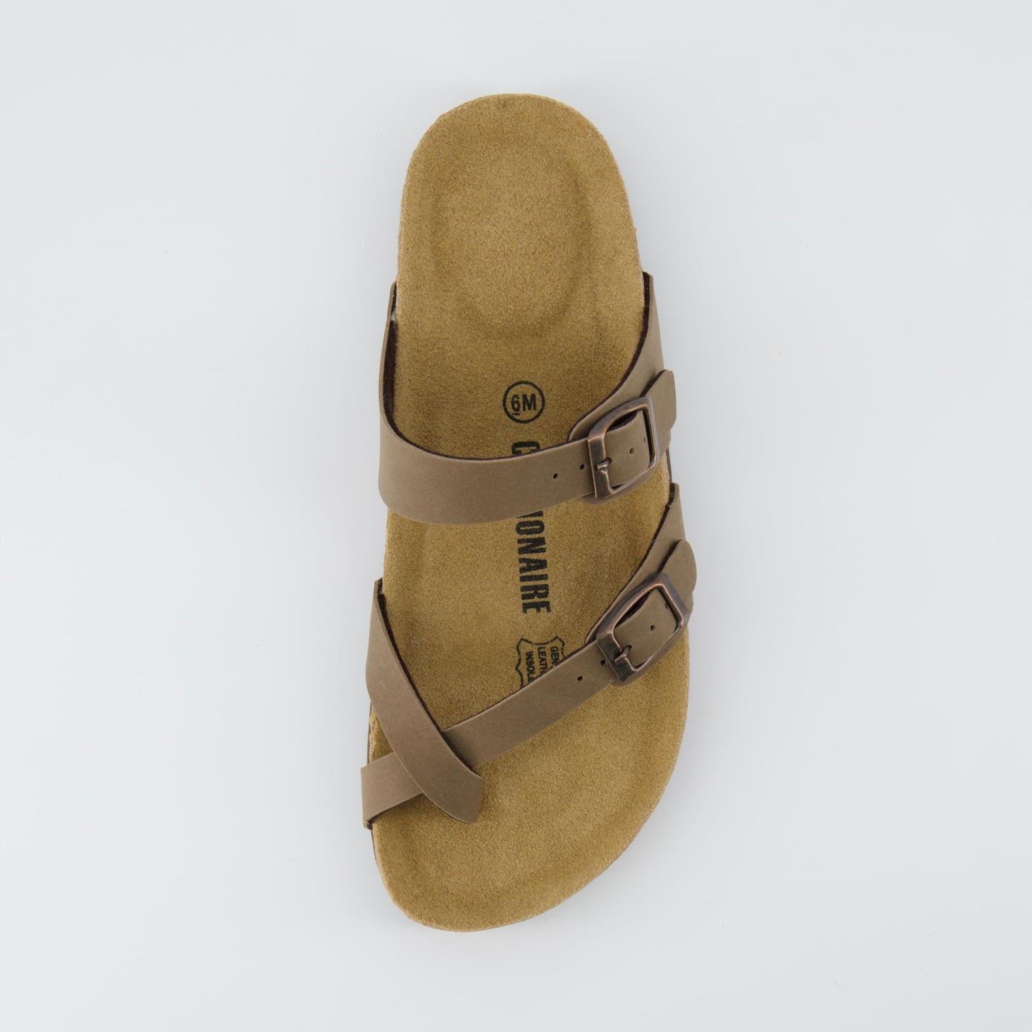 CUSHIONAIRE Luna Cork Footbed Women's Sandals - Comfortable Slip-On Slides with Adjustable Straps & Memory Foam for All-Day Wear | Beach Essential Summer Sandals for Women 2025, BROWN 7.5