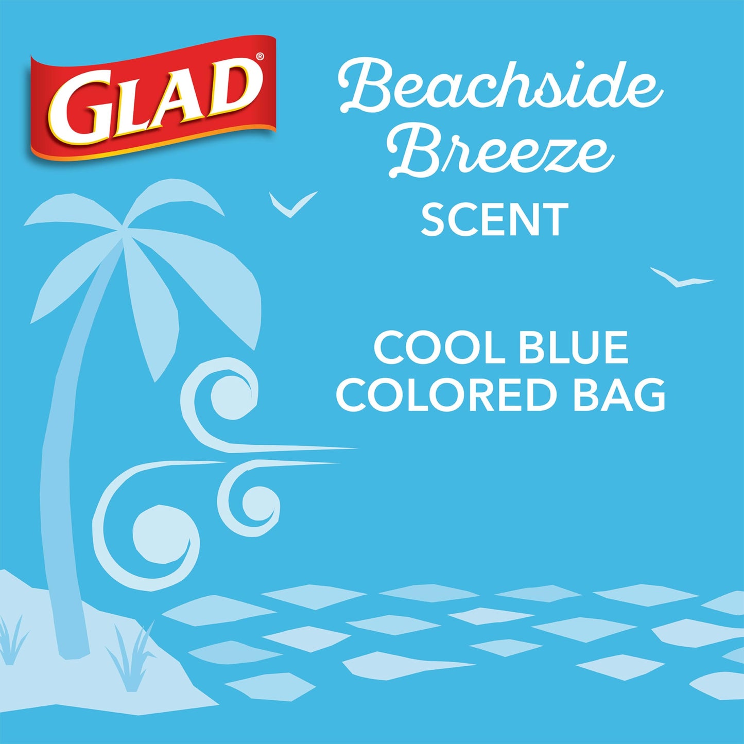 Glad Small Trash Bags 4 Gallon, Febreze Beachside Breeze Garbage Bags, Odor Resistant with Drawstring, 80 Count