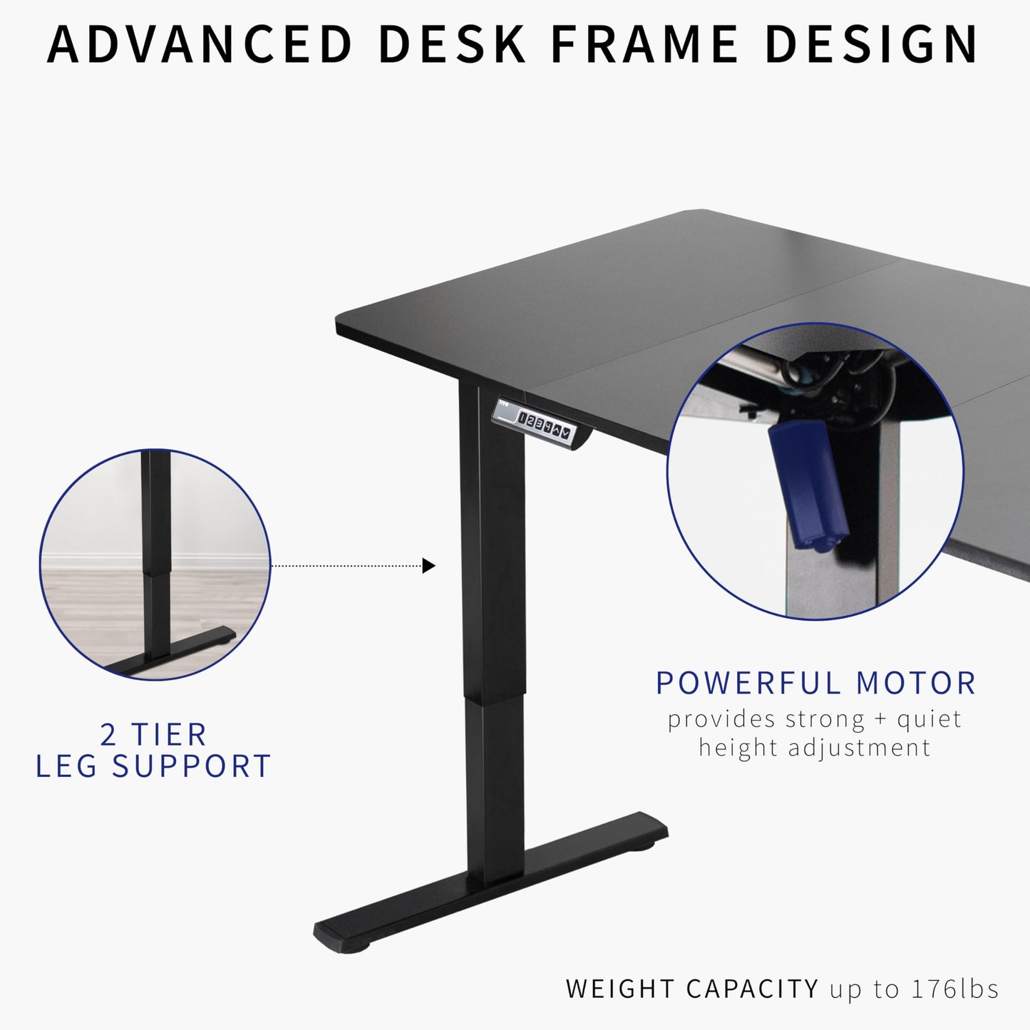 VIVO Electric 60 x 30 inch Standing Desk Workstation, Memory Controller Height Adjustment, 1B Series, Black Top Black Frame, DESK-KIT-1B6B-30