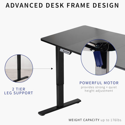 VIVO Electric 60 x 30 inch Standing Desk Workstation, Memory Controller Height Adjustment, 1B Series, Black Top Black Frame, DESK-KIT-1B6B-30