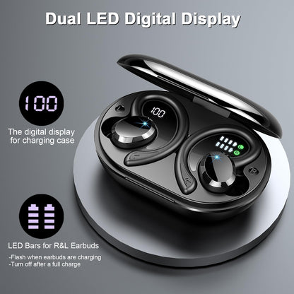 Wireless Earbuds Sport, 2025 Bluetooth 5.4 Headphones Bass Hi-Fi Stereo Over Ear Buds, 56Hrs Noise Cancelling Headset with Earhook, IP7 Waterproof Earphones Workout Running for Laptop Pad Android iOS