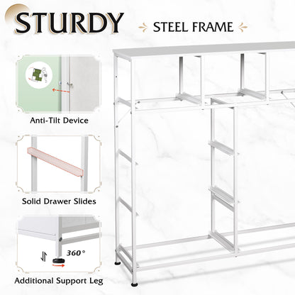 WLIVE 9-Drawer Dresser, Fabric Storage Tower for Bedroom, Hallway, Closet, Tall Chest Organizer Unit for Bedroom with Fabric Bins, Steel Frame, Wood Top, Easy Pull Handle, White