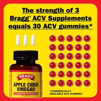 Bragg Apple Cider Vinegar Capsules with Vitamin D and Zinc - 90 Capsules - Supports The Immune System