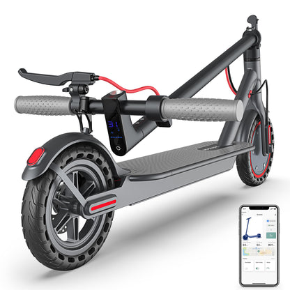 Roinside Electric Scooter Adults - 8.5" Solid Tires/350W Motor, 19 MPH Digital Display, Up to 21 Miles Long-Range Commuting Folding E-Scooter with Dual Braking System and App Control