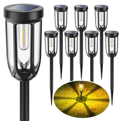 ruhotili Solar Pathway Lights Outdoor 8 Pack, Bright Solar Lights Outdoor Waterproof IP65, Auto On/Off Solar Lights for Outside, LED Solar Garden Lights Landscape Lighting for Walkway Lawn Yard