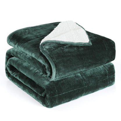 Alomidds Sherpa Fleece Weighted Blanket for Adults(20lbs Twin Size) Heavy Blanket with Fluffy Warm Thick Sherpa & Cozy Soft Flannel Snuggle Great for Sofa Bed Calming, 48x72 inches, Forest Green