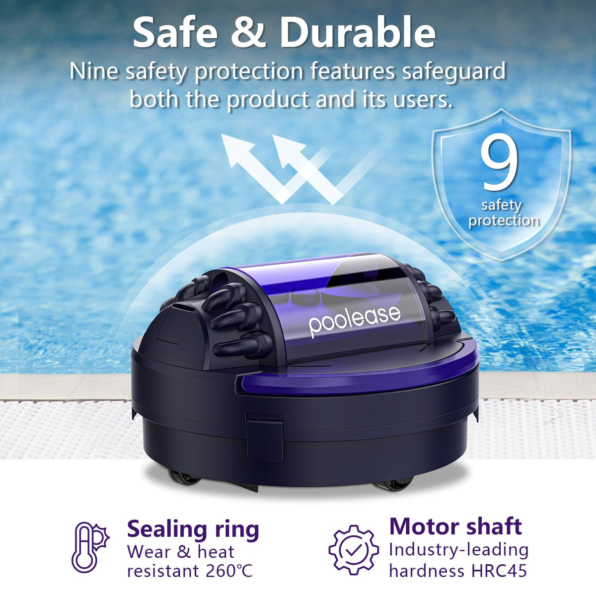 Poolease X1 Robotic Pool Vacuum for Above Ground Pool, Automatic Cordless Pool Cleaner with 45W Dual-Motor, Ideal for Above-Ground Flat Pool, 2L Debris Capacity (Dark Blue and Purple)