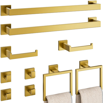 Hawkrown 10-Piece Bathroom Hardware Accessories Set, 23.6 Inch SUS304 Stainless Steel Towel Bar Set, Wall Mounted Bathroom Towel Holders, Towel Hooks with Toilet Paper Holder