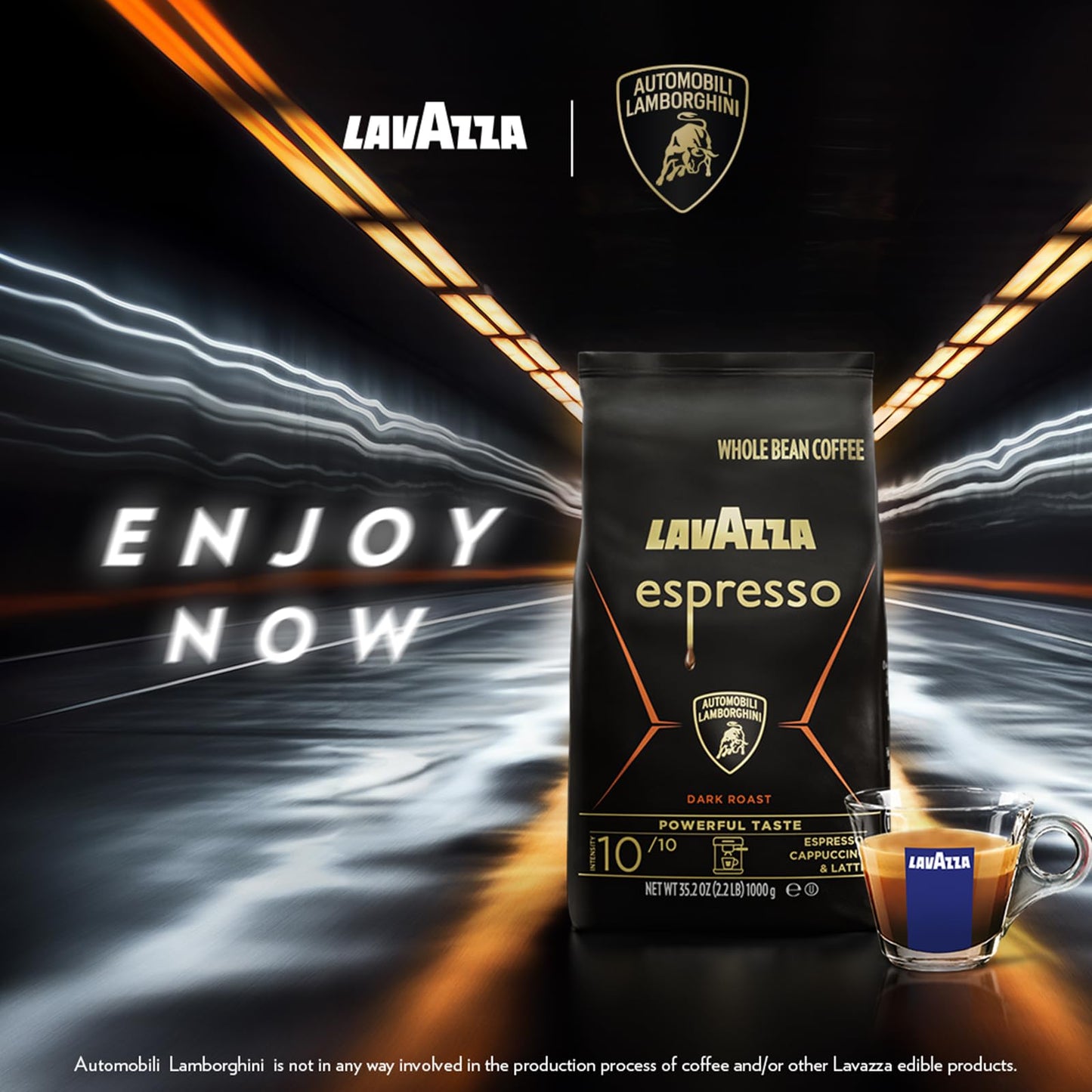 Lavazza Espresso Whole Bean for Automobili Lamborghini, Dark Roast, Arabica and Robusta Blend, 2.2 lb Bag (Package May Vary)