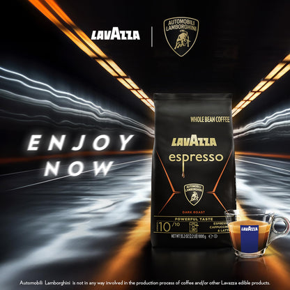 Lavazza Espresso Whole Bean for Automobili Lamborghini, Dark Roast, Arabica and Robusta Blend, 2.2 lb Bag (Package May Vary)