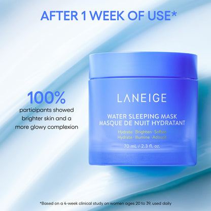 LANEIGE Water Sleeping Mask: Korean Overnight Mask, Squalane, Probiotic-Derived Complex, Hydrate, Barrier-Boosting, Visibly Smooth and Brighten