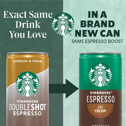 Starbucks Ready to Drink Coffee, Espresso & Cream Light , 6.5oz Cans (12 Pack) (Packaging May Vary)