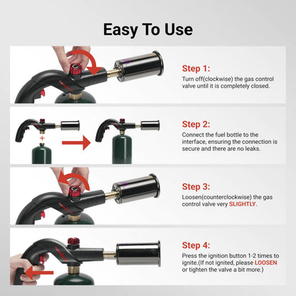 ThermoMaven Powerful Propane Torch, Kitchen Cooking Torch, Culinary Torch Lighter, Adjustable Blow Torch for Sous Vide Searing Steak, BBQ, Grill, Campfire Charcoal Starter (Propane Tank Not Included)