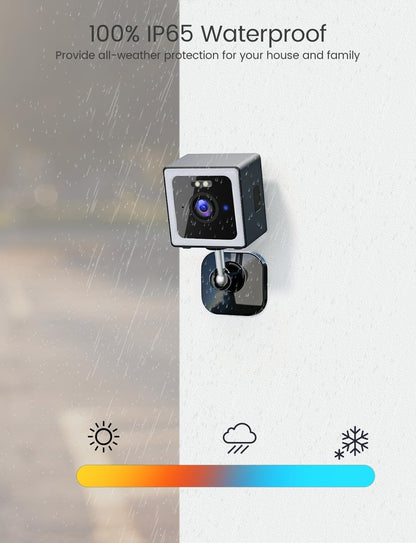 Viigytek WiFi Home Security Cameras, 2K Outdoor Security Camera, Pet Baby Scurity Camera, Color Night Vision, 2-Way Audio, IP65 Waterproof, Remote Viewing (Black-1Pcak)
