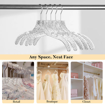 HOUSE DAY Clear Plastic Hangers 12 Pack, Durable Crystal Hangers for Clothes, Light Weight Plastic Dress Hanger for Women, Versatile 16.7‘’ Hanger for Closet and Retail Use, with 360° Swivel Hook