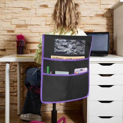 AZKAQA 12 Pack Classroom Chair Pockets 19x16.8 Inch Chairback Buddy Pocket Chart Seat Back Organizer Student Storage with Lable Slot for Classroom Kindergarten School Home