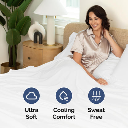Extra Deep Queen Sheet Set - 6 Piece Breathable and Cooling Sheets - Hotel Luxury Bed Sheets Set - Easy & Secure Fit - Soft, Wrinkle Free and Comfy Sheets Set - White Sheet Set with Extra Deep Pockets