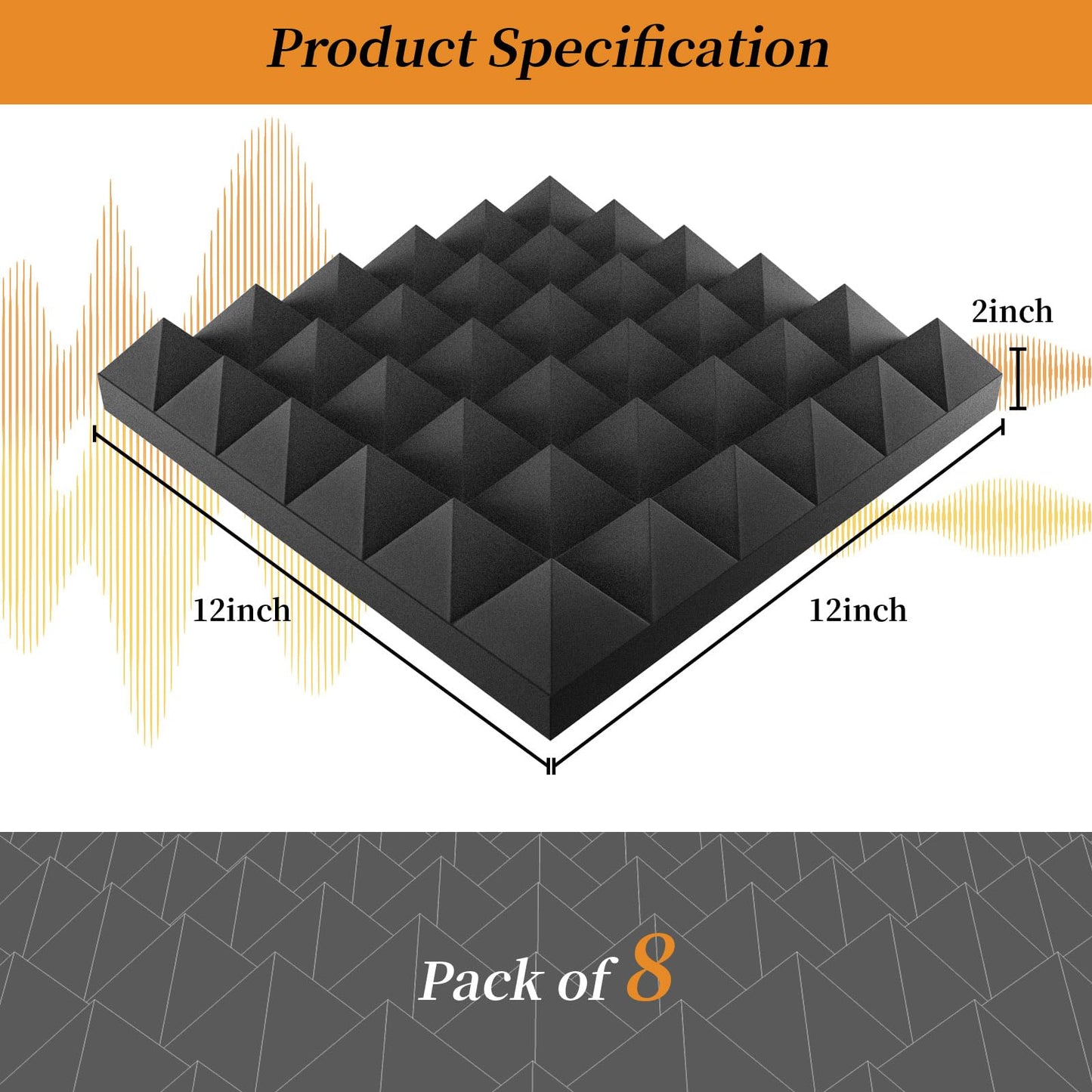 16 Pack Acoustic Foam Panels,12x12x2 inches Sound Proof Foam Panels for Walls, Fast Expand Pyramid Designed High Density Sound Panels Noise Reducing with Self-Adhesive(Black)