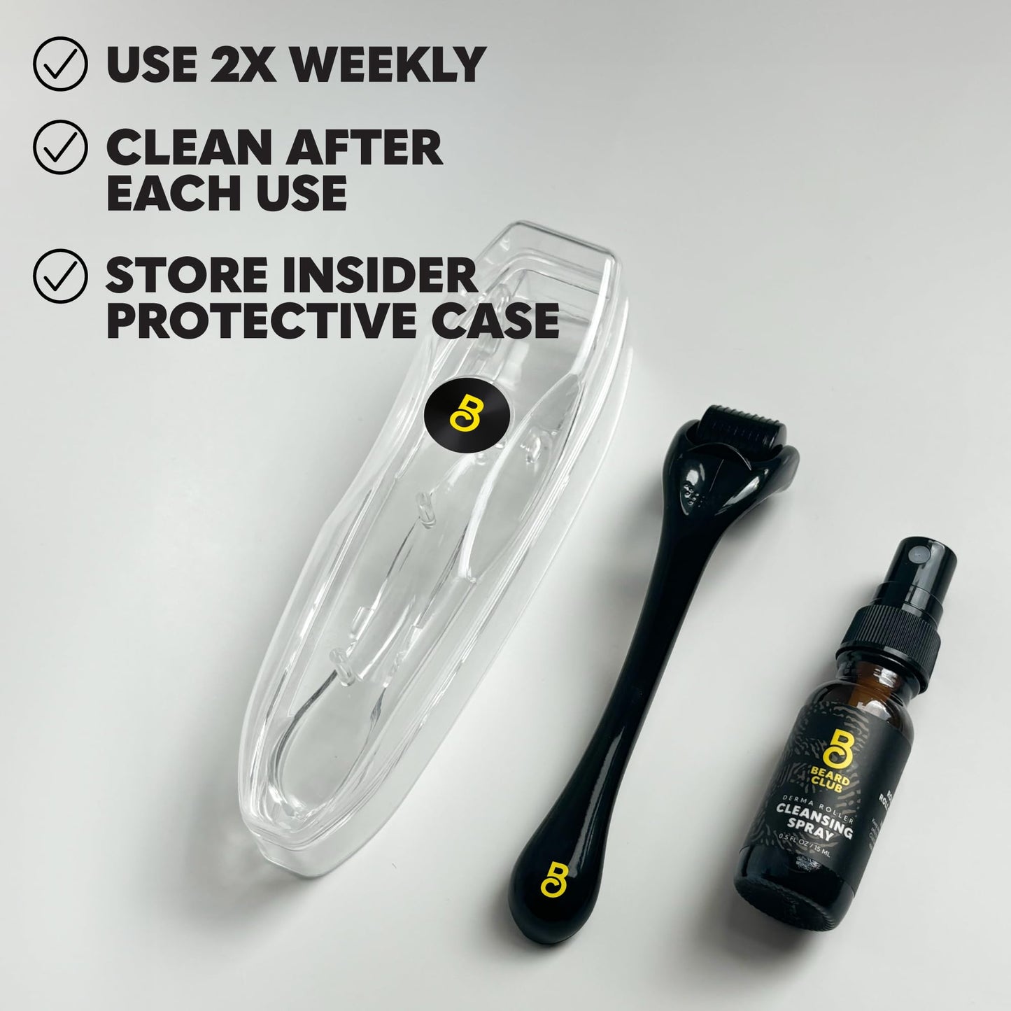 Beard Club Derma Roller for Face, Body and Scalp - Microneedling Roller for Men and Women with 540 Titanium Microneedles - Beard Roller for Hair & Beard