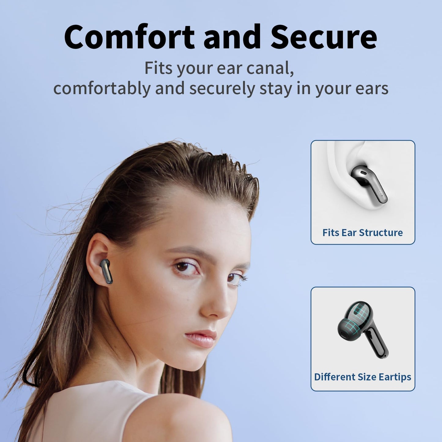 TAGRY Bluetooth Headphones True Wireless Earbuds 60H Playback LED Power Display Earphones with Wireless Charging Case IPX5 Waterproof in-Ear Earbuds with Mic for TV Smart Phone Laptop Computer Sports