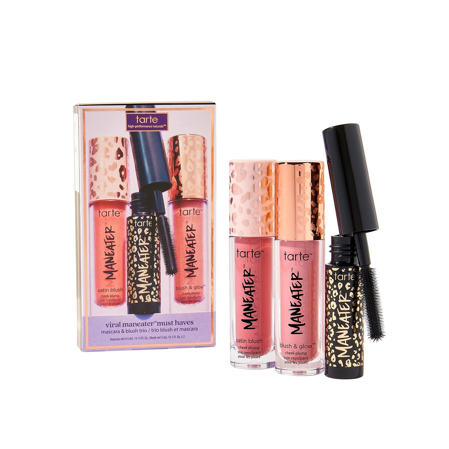 tarte viral maneater must haves mascara & blush trio - pink & pink coral - travel size