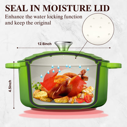 Umite Chef 5QT Enameled Cast Iron Dutch Oven Pot with Lid, Heavy-Duty, Cookware for Bread Baking, Braising, Stews, Roasting, Wedding Registry Ideas & Gifts(Green)