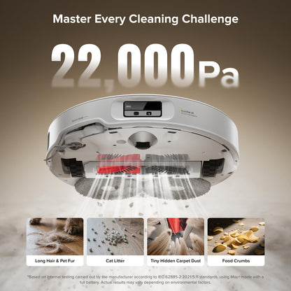 roborock Qrevo CurvX Robot Vacuum and Mop, 22,000Pa Suction, 3.14’’ Ultra Slim, Zero-Tangling Design, Reactive AI Obstacle Recognition, AdaptiLift Chassis, Auto Hot Water Mop Washing & Drying