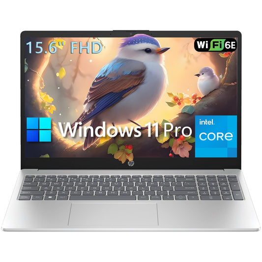 HP 15 15.6" FHD Laptop Computer Student and Business, Intel Quad-Core Processor (Beat i3-1115G4), 32GB DDR4 RAM, 1TB PCIe SSD, WiFi 6E, Bluetooth 5.3, HDMI, Type-C, Silver, Windows 11 Pro, Wendbo