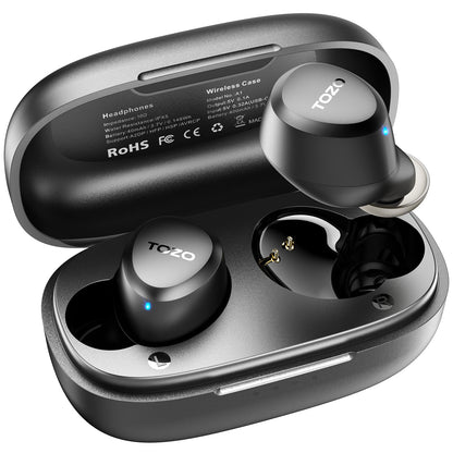 TOZO A1 Wireless Earbuds Bluetooth 5.3 Light Weight in Ear IPX5 Waterproof Headphones 2 Mic for AI Calls, Immersive Premium Sound Bass Headset with Charging Case, 32 Presets EQ Customization via App
